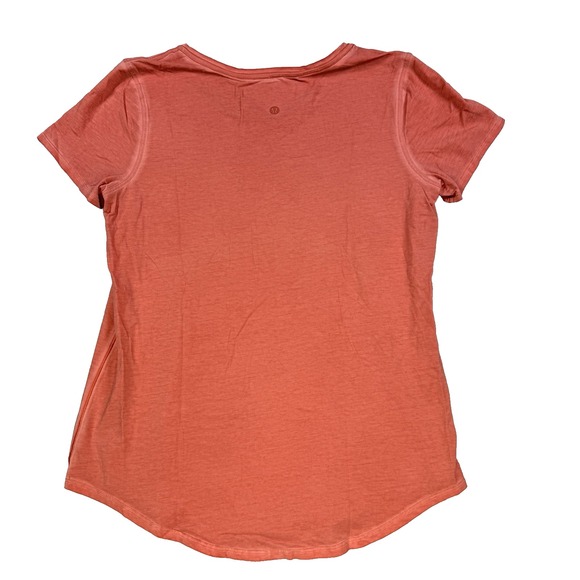 Womens Lululemon T Shirt Short Sleeve Peach Pink Size Small Cotton Workout - Picture 3 of 4